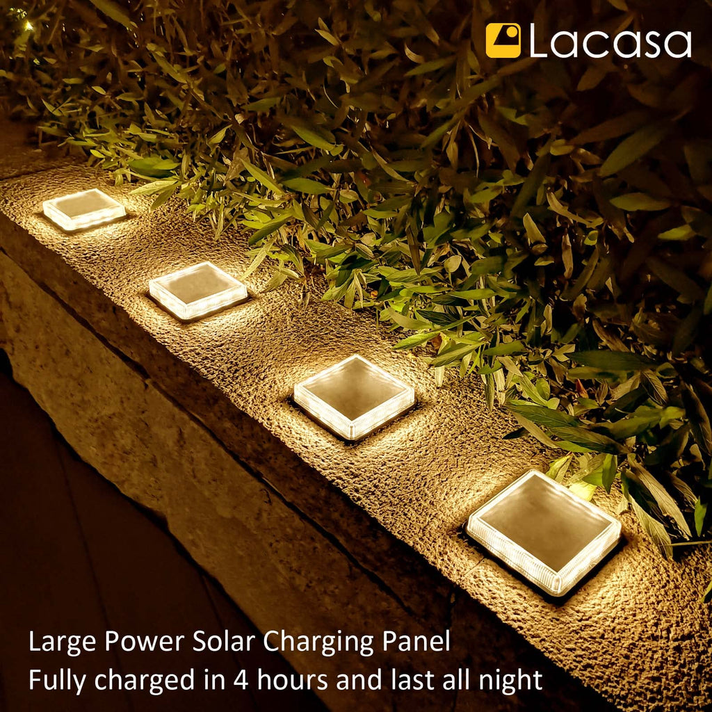 Solar Step Lights, 4-Pack 50LM 3000K Warm White LED Solar Deck Lights, Outdoor Solar Powered Step Lights, IP68