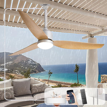 52 Inch Nickel Waterproof Gazebo Fans with Lights Outdoor Hanging - Plug in Remote App Control for Patio Indoor Farmhouse Porch - 6 Speed Reversible DC Motor A101-B0F4NPVQK4