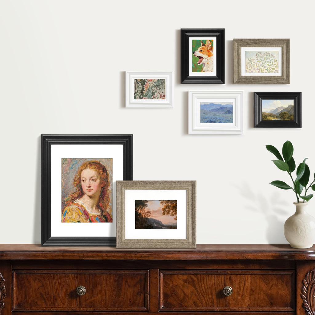 2-Pack - 8" x 10" Matted to 5" x 7" Rustic Farmhouse Wooden Picture Frames with Luxury Wide Molded Edge, Removable