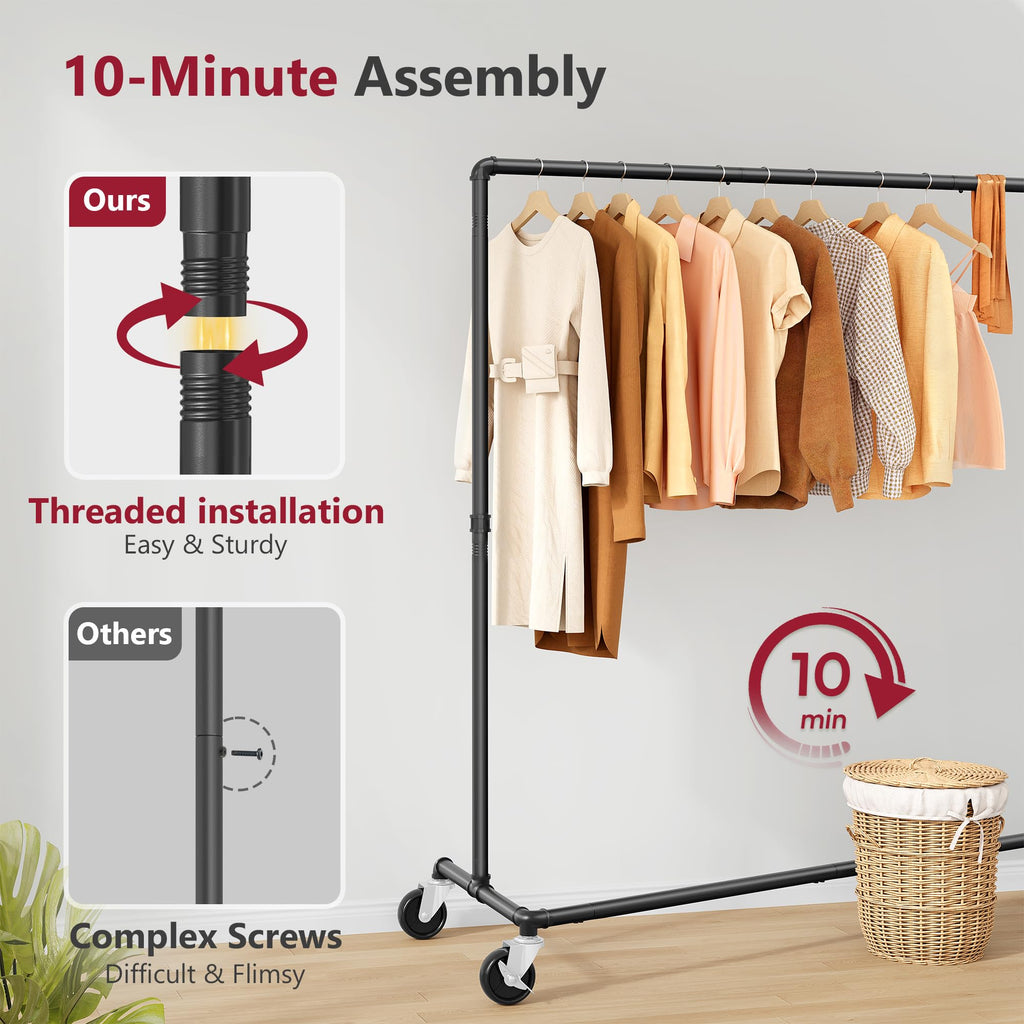2 Packs Black Clothing Racks for Hanging Clothes Heavy Duty Z Racks