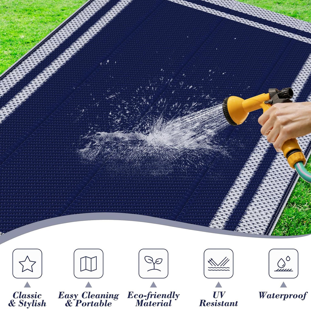 Outdoor Rug, Waterproof Reversible Patio Rugs, Large Outdoor Area Rug Foldable Plastic Camping Rugs for