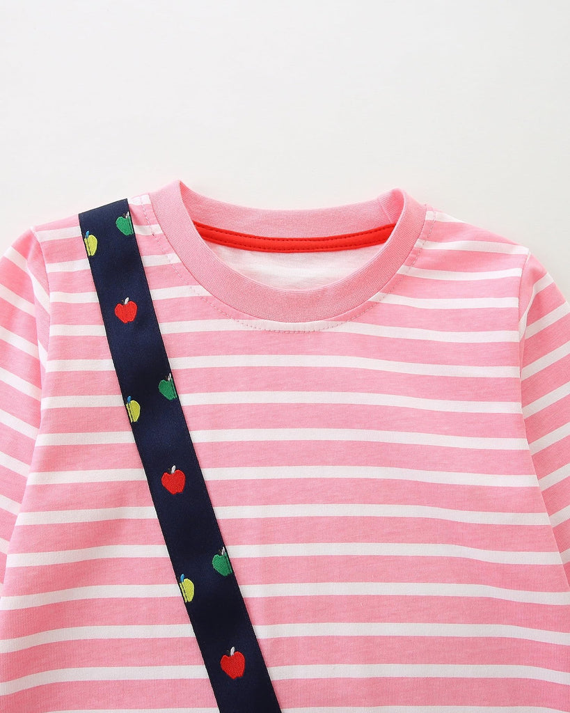 Girls Cartoon Casual Dress Toddler Jersey Cotton Party Dresses Applique Embroidery Longsleeve T-Shirt