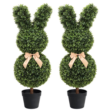 Easter Bunny Topiary, 3 Ft Artificial Bunny Topiary Outdoor, Rabbit Boxwood Topiary for Easter Porch Decor Home Yard