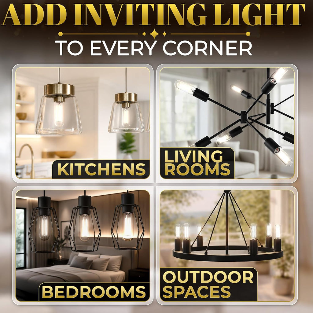 LED E12 Light Bulb Dimmable Edison Bulbs, 4W 2700K 400LM T6 T25