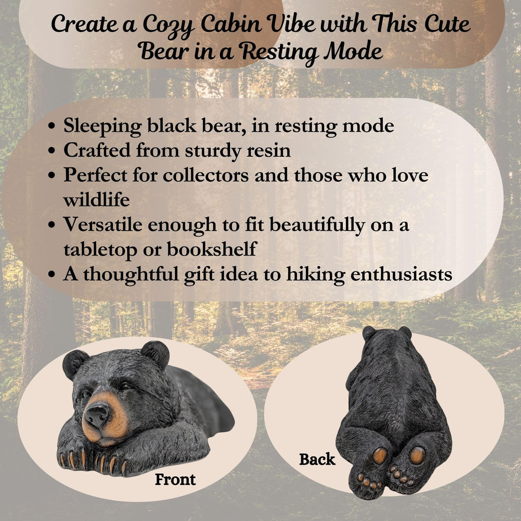 Whimsical Sleeping Black Bear Figurine