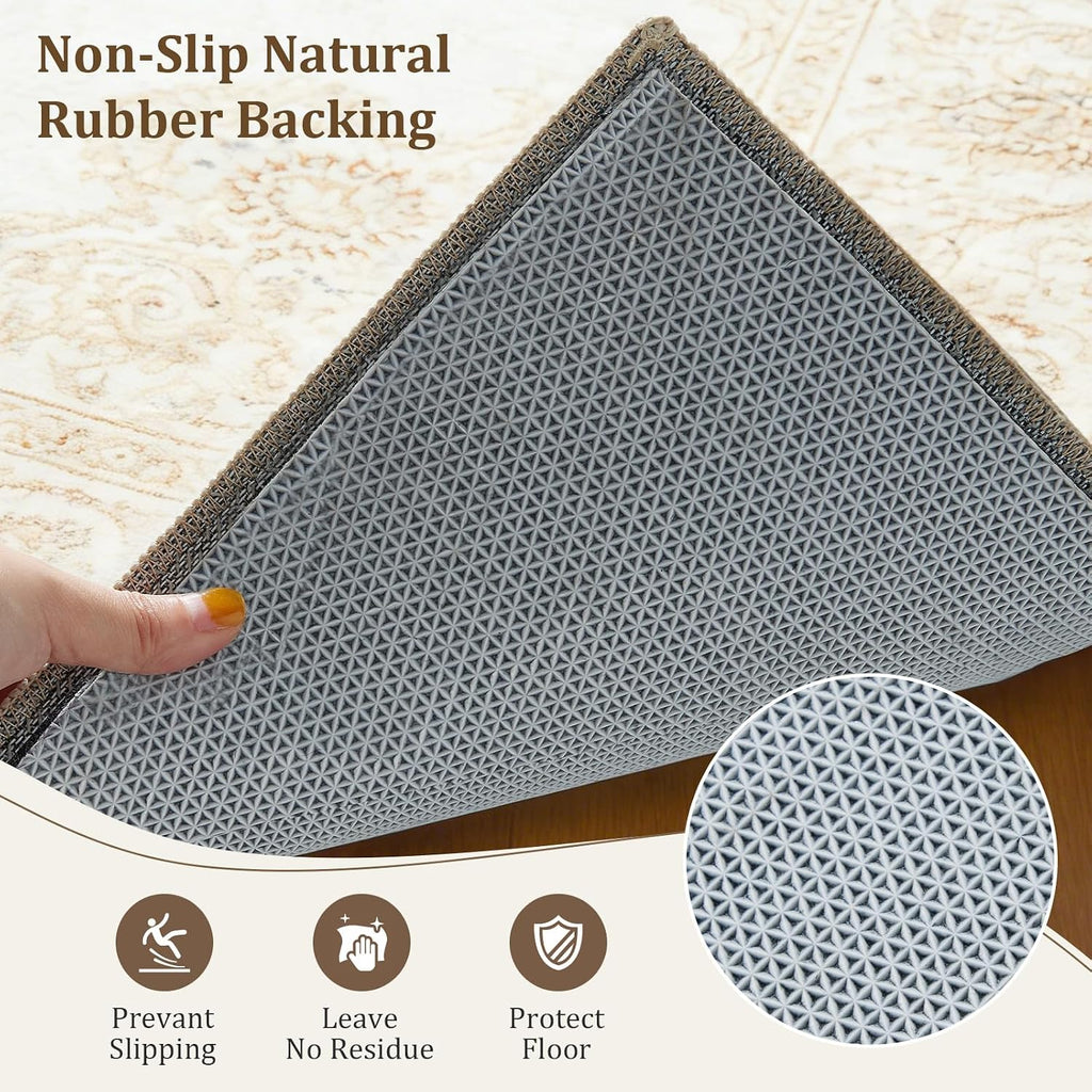 8x10 Ft Non Slip Rug Pad, Dual Surface Felt and Rubber Gripper Backing, 1/4 inch Thick Carpet Liner for Hardwood - Set of 80