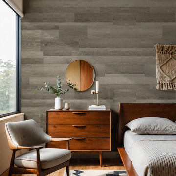 Peel and Stick Wall Panels, Easy Self Adhesive Vinyl Tiles Wall Planks, Farmhouse Wood Grain Shiplap Bedroom Interior