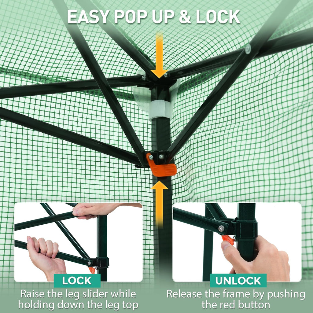 6x4 Easy Setup Small Pop Up Greenhouse, Clear/Green