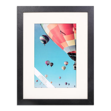 Minimalist Wooden Picture Frame w. Tempered Glass - 12x16 matted to 8x12 - Wall Hanging - Black