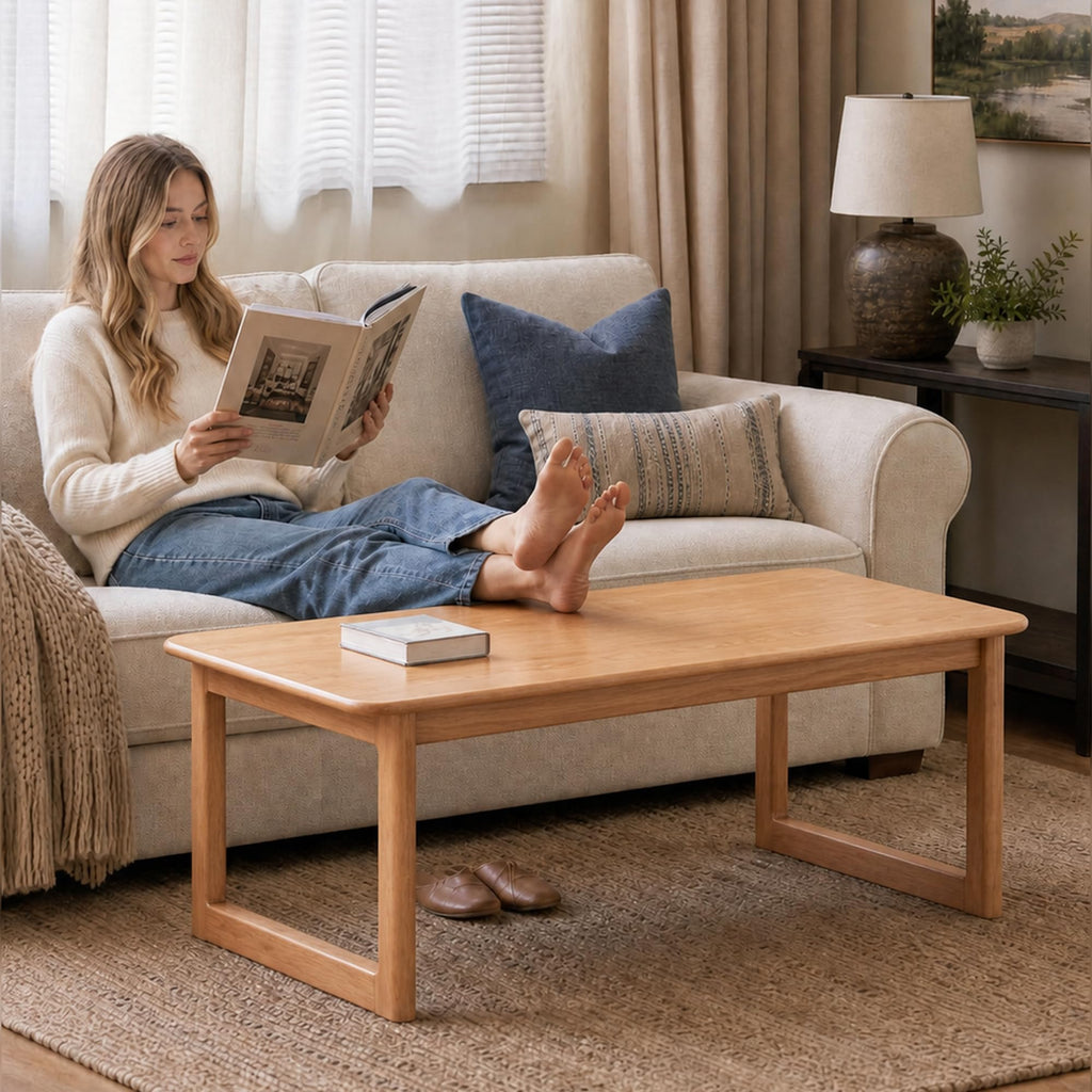 100% Solid Wood Tatami Table, Japanese Floor Coffee Table (Natural, 31.5'')