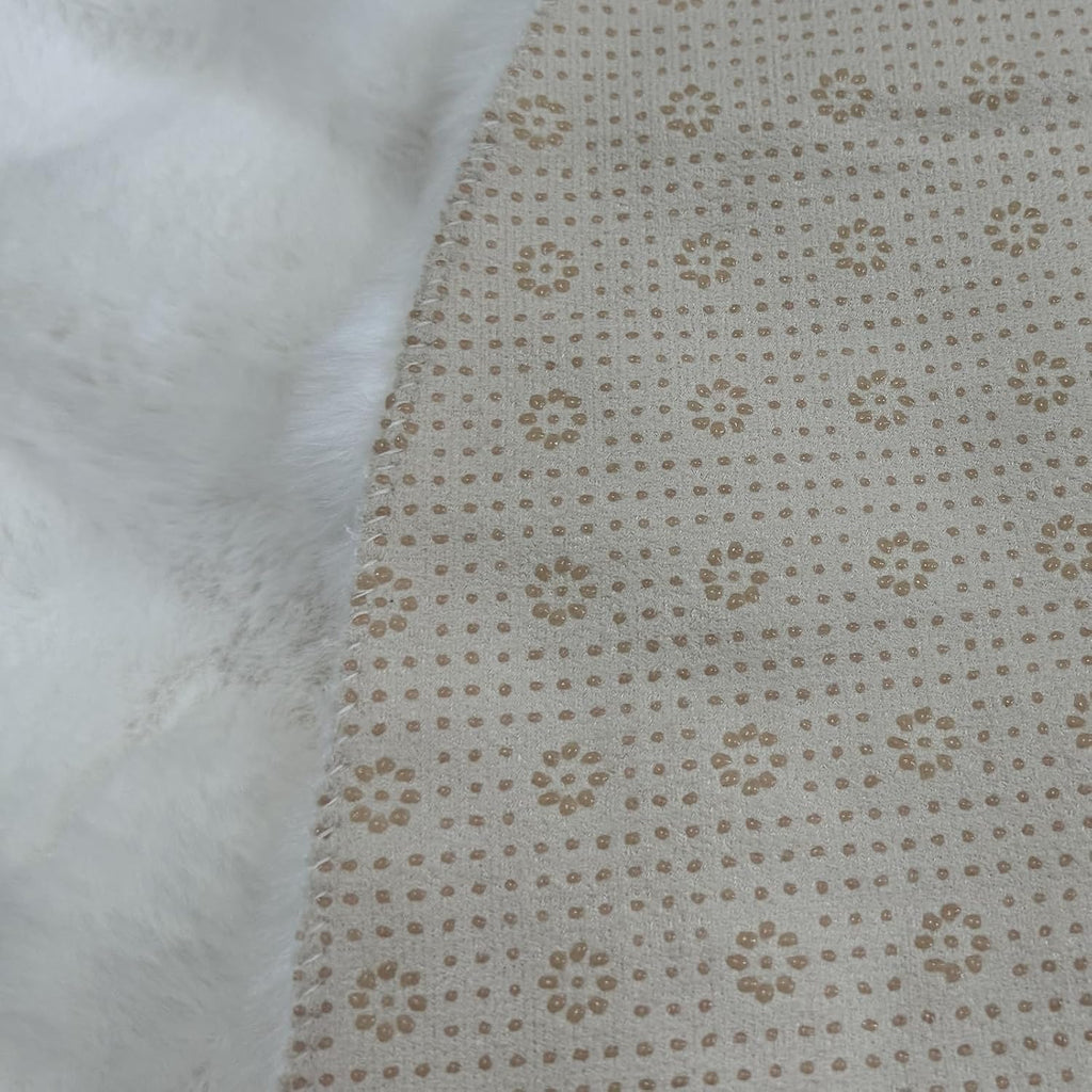 Faux Rabbit Fur Rug 4FT, White Fluffy Soft Area Rug Round Fuzzy Carpet, Machine Washable Shaggy Nursery Rug