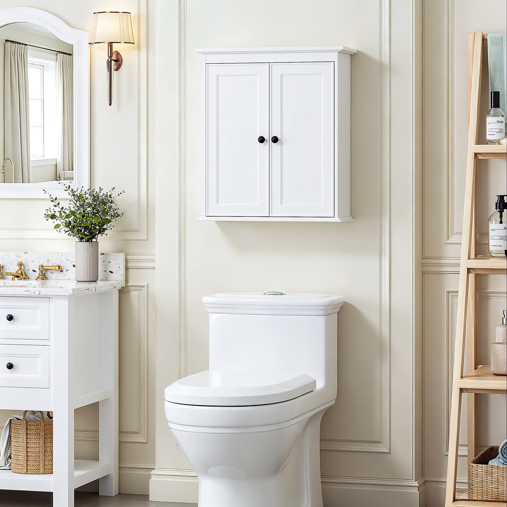 Bathroom Wall Cabinet, White Medicine Cabinet with 2 Doors