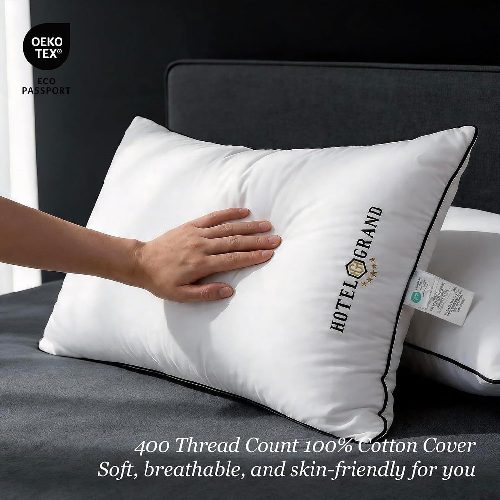 Bed Pillows Queen Size Set of 2, Medium Soft Down Alternative | Sleeping Pillows for Side Back Stomach Sleepers, 400