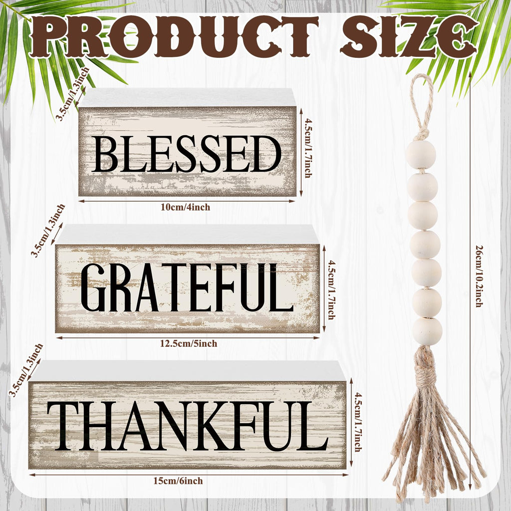 4 Pcs Farmhouse Thanksgiving Table Decor Stacked Wooden Block Sign