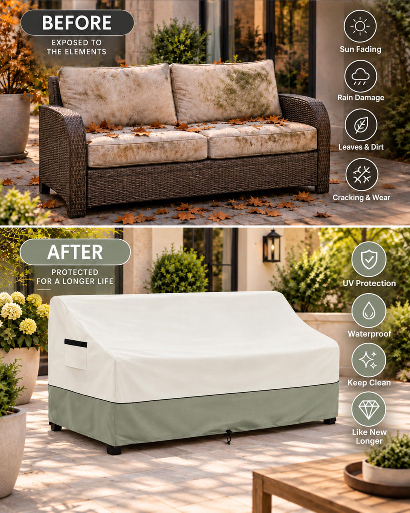 Outdoor 2-Seater Loveseat Cover, Patio Sofa Covers Fits up to 58W x 32.5D x 31H Inches, 100% Waterproof Heavy Duty