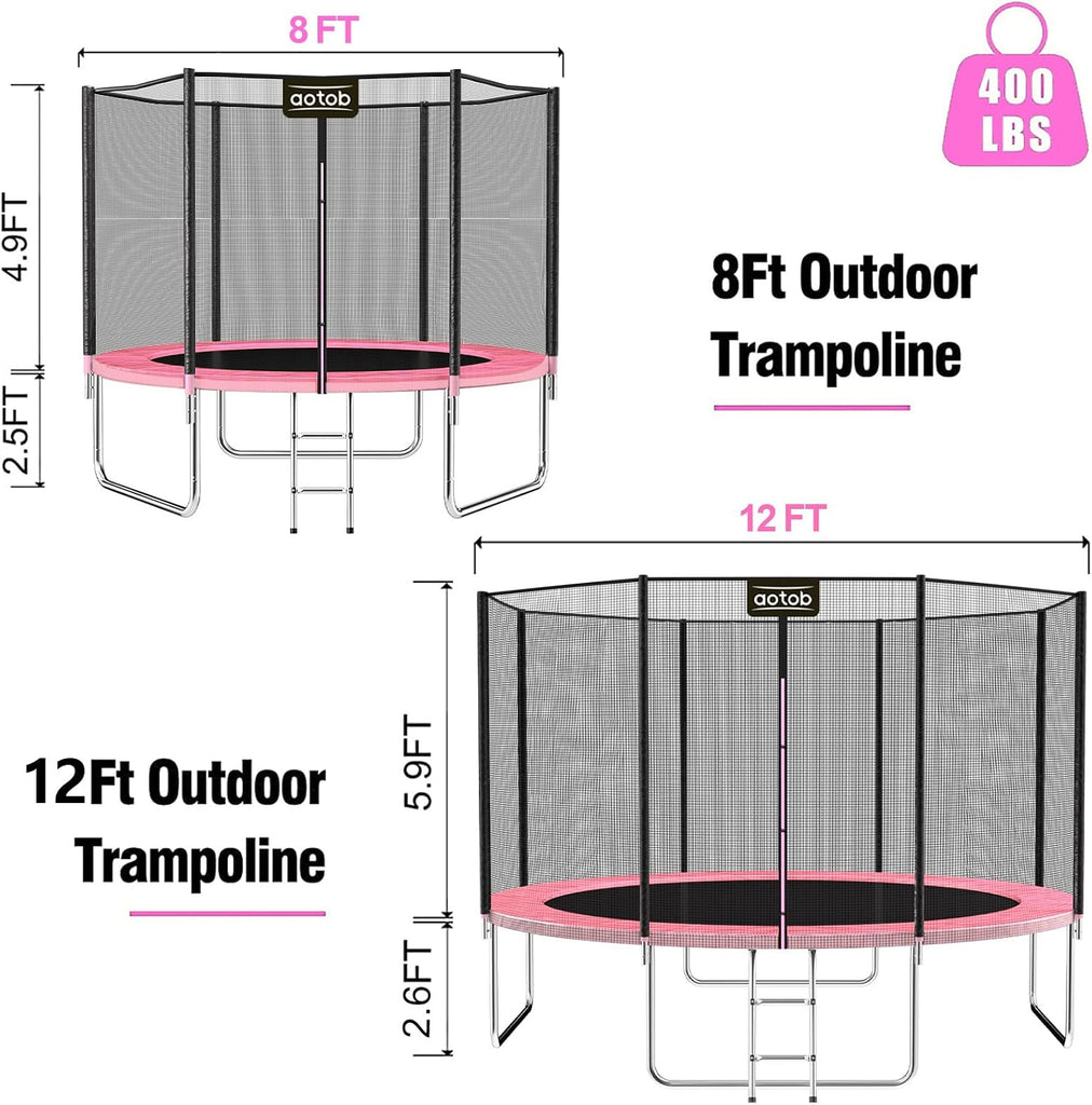 Trampoline with Net for Kids Outdoor 8 10 12 14 15FT ASTM 400LBS | Combo Bounce Jump for Kids and Adults Backyard