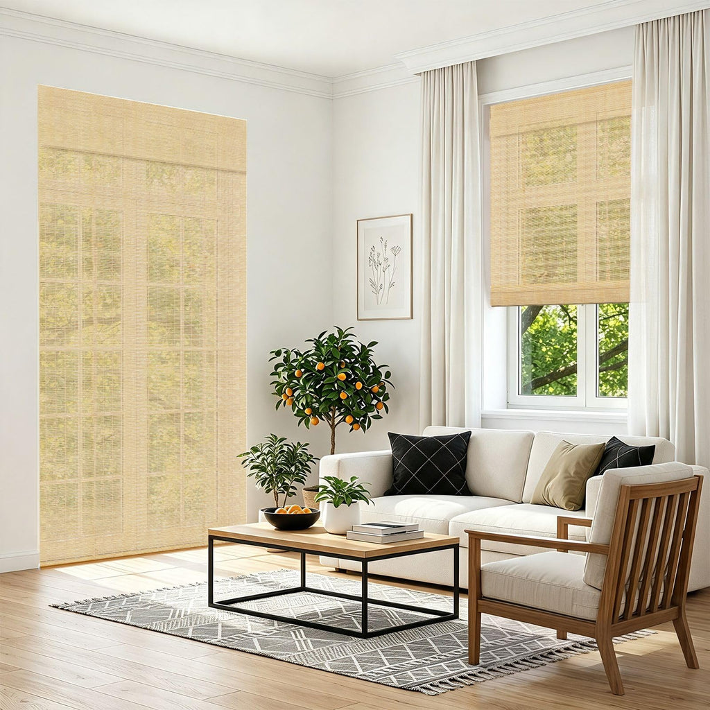 No Drill Cordless Bamboo Roman Shades, Made to Size, 54" Long