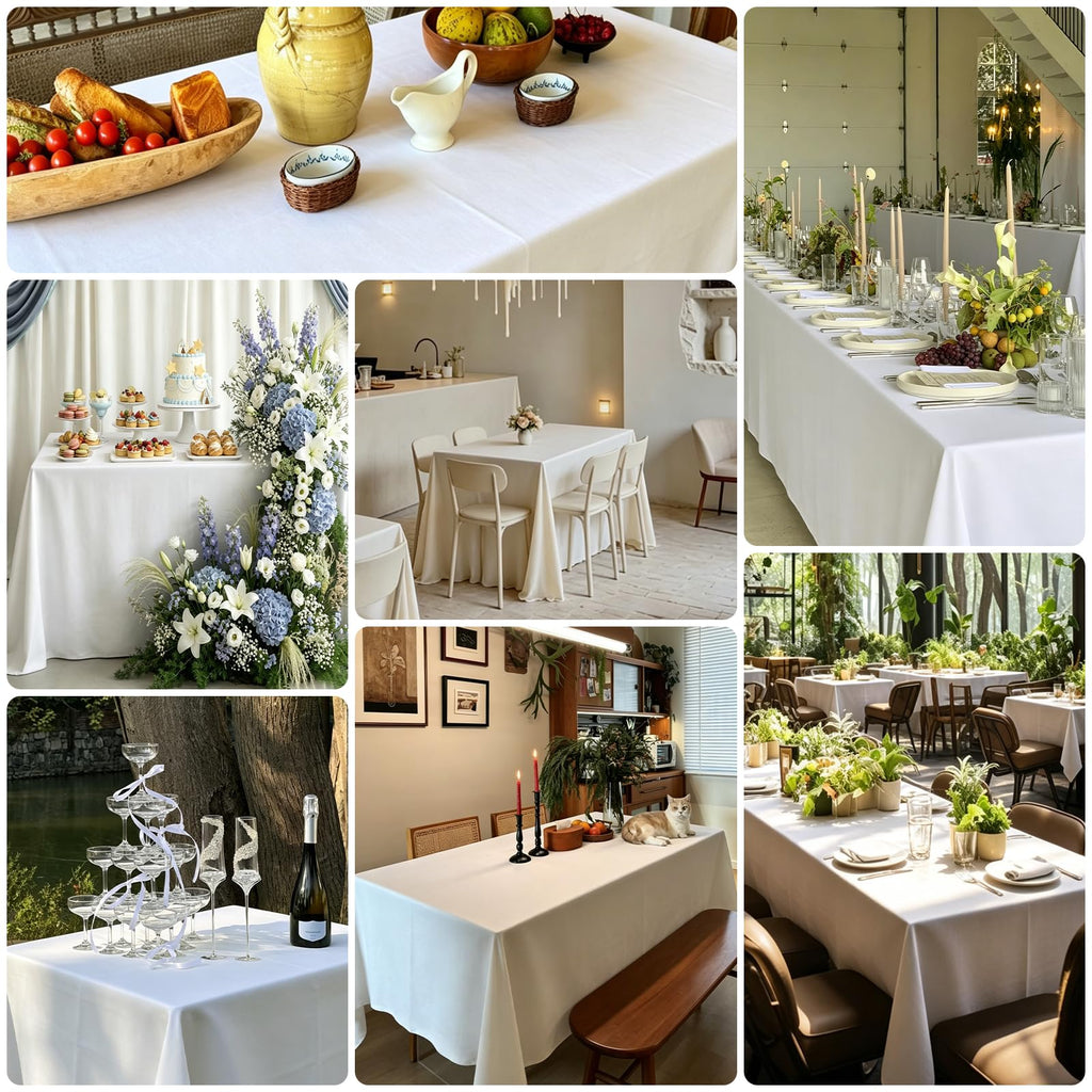 6 Pack Ivory Table Cloth Rectangle 60X126 Inch Tablecloth Fit 8FT