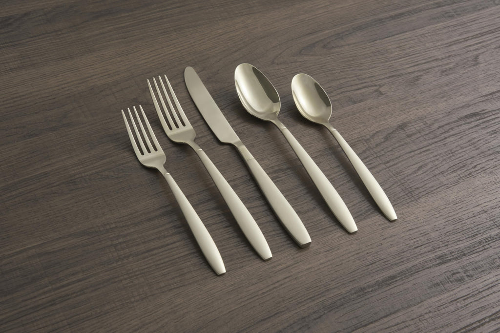 Mathison Champagne Sand/Mirror 45-Piece Flatware Set