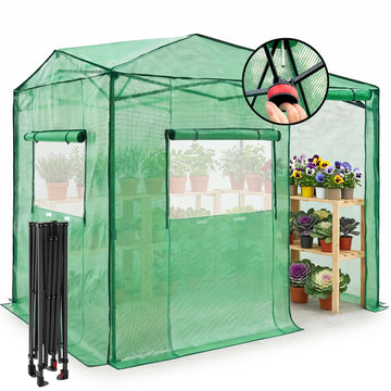6x8 Easy Setup Pop Up Greenhouse, Side Door Design, Clear/Green