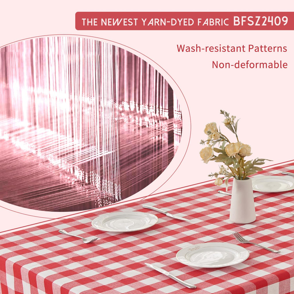 Rectangle Table Cloth Waterproof Gingham Red 57"x118"