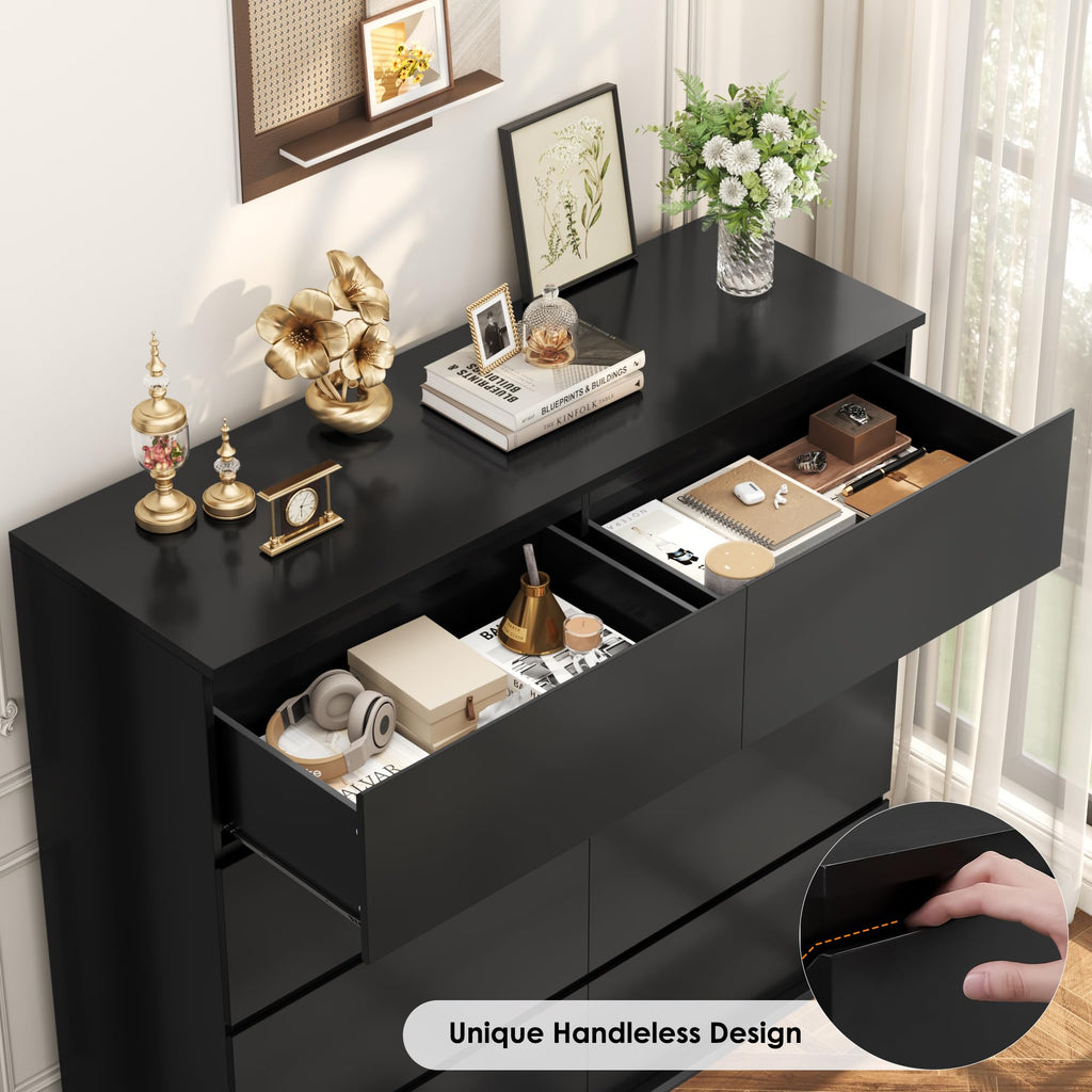 Black Dresser, Dresser, 8 Drawer Chest of Drawers