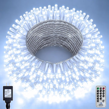 328FT 1000 LED Christmas Tree Lights, Bright Cool White Outdoor Christmas String Lights , Fairy Lights with 8 Modes