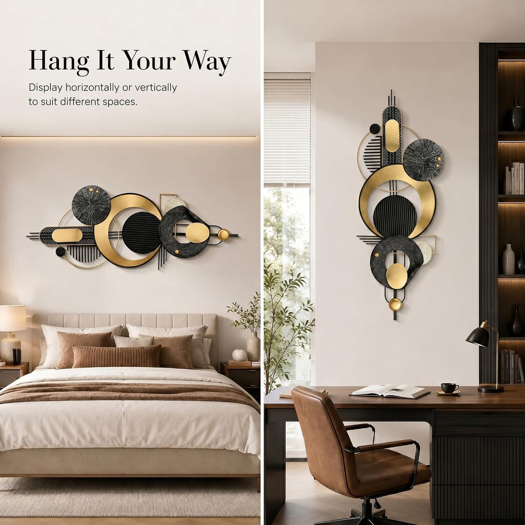 59x22in Large 3D Metal Wall Art,Geometric Design