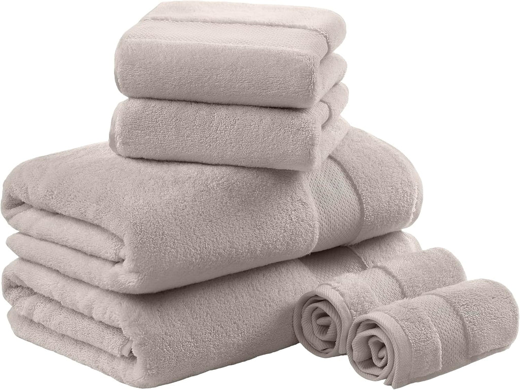 Park 100% Turkish Cotton 600 GSM Bath Towel Set, 6 Piece, Taupe | Low Twist Quick Dry Shower Towels , Luxury