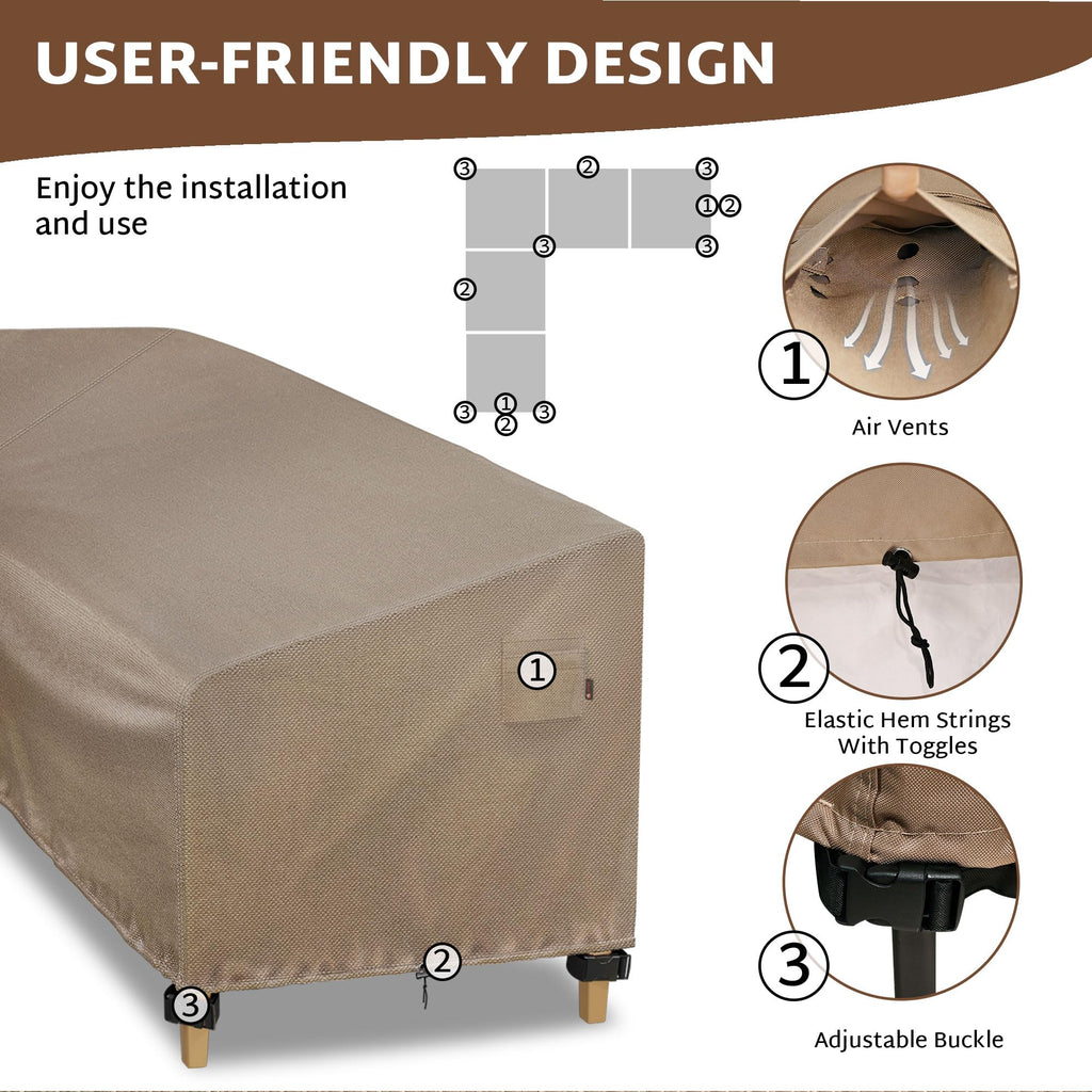 Outdoor Sectional Cover fit 80 x 80 inch L-Shaped Couch Sofa