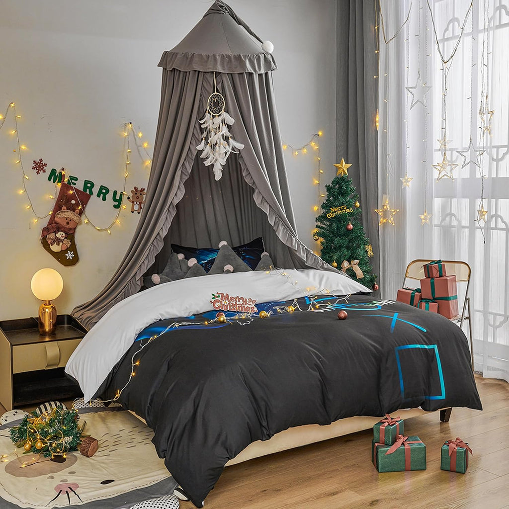 Bed Canopy for Girls,Princess Round Dome Dreamy Mosquito Net Bedding Girls Room Castle Play Tent Hanging House Decor