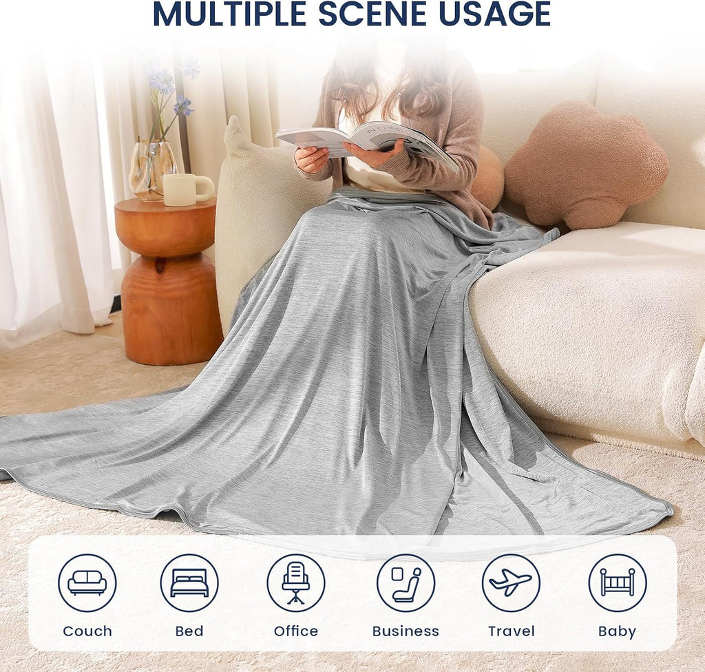 Cooling Blanket for Hot Sleepers, Twin Size, Grey 59x79 inch | Summer Lightweight Breathable Throw for Night Sweats