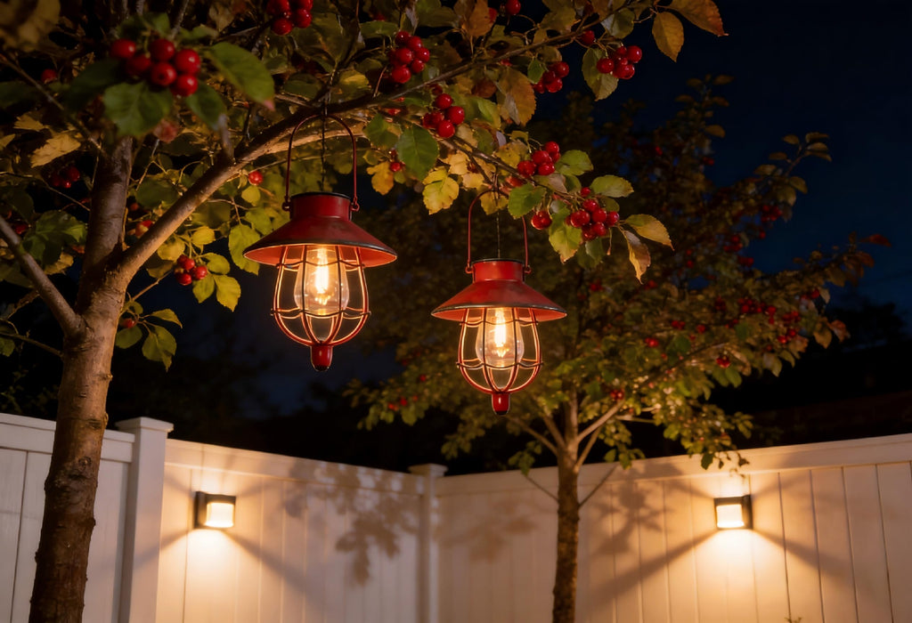 2 Pack Solar Lantern Hanging Waterproof Outdoor Metal Solar Lamp with Warm White Light Decorate for Yard Garden