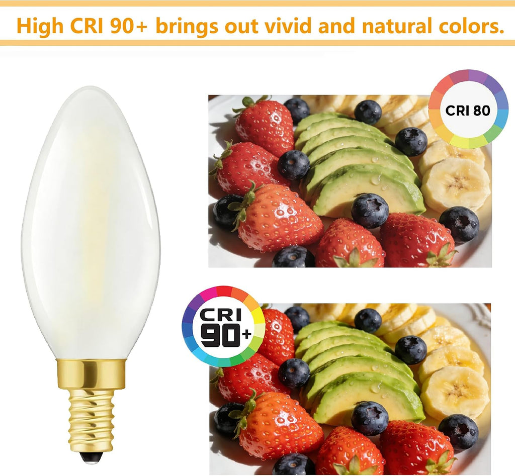 Frosted Chandelier Light Bulb 40W Dimmable E12 Candelabra LED Bulbs,2700K