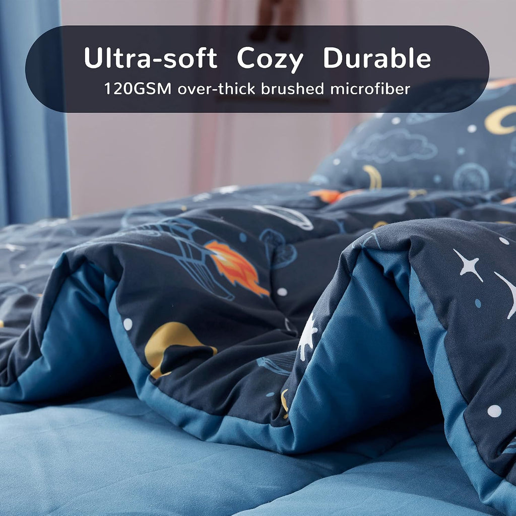 Kids Bedding Comforter Set Full/Queen - Super Soft & Cute Printed 3-Piece Comforter Set All Seasons for Boys, Girls