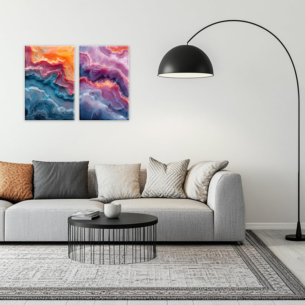 Abstract Wave Canvas Wall Art Colorful Rainbow Wave Pattern Painting Modern Home Decor Bedroom Framed Ready To