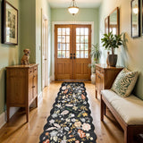 2x10 Scalloped Hallway Runner Rug: Non Slip Washable Floral Carpet Runner for Kitchen Entryway Bedro