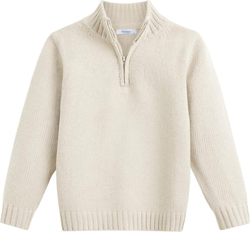 Boy's Cable Knitted Sweater Half Zip Lightweight Casual Pullovers for Kids