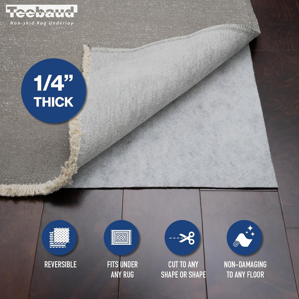 5' x 7' Non-Slip Rug Pad, Reversible Gripper, Non Skid Pads for Hardwood, Vinyl, Tile, Laminate Floors, Keep Area - Set of 35