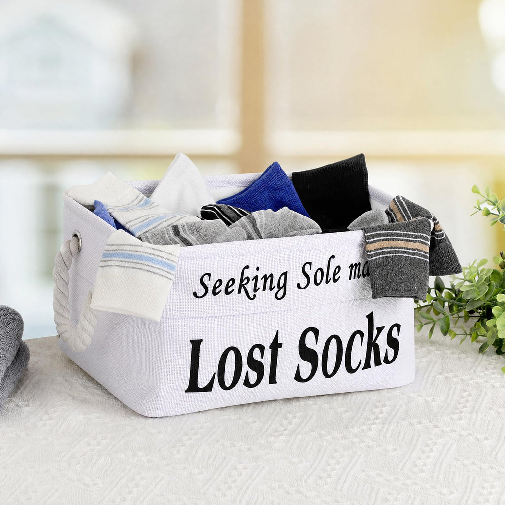2 Pack Lost Socks Basket for Laundry Room, Fabric Missing Sock Holder for Single Sock Organization, Collapsible Lost
