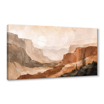 Desert Canvas Wall Art, 40 x 20 Inch Warm Southwest Cactus Landscape Print, Terracotta Neutral Horizontal Wall Decor