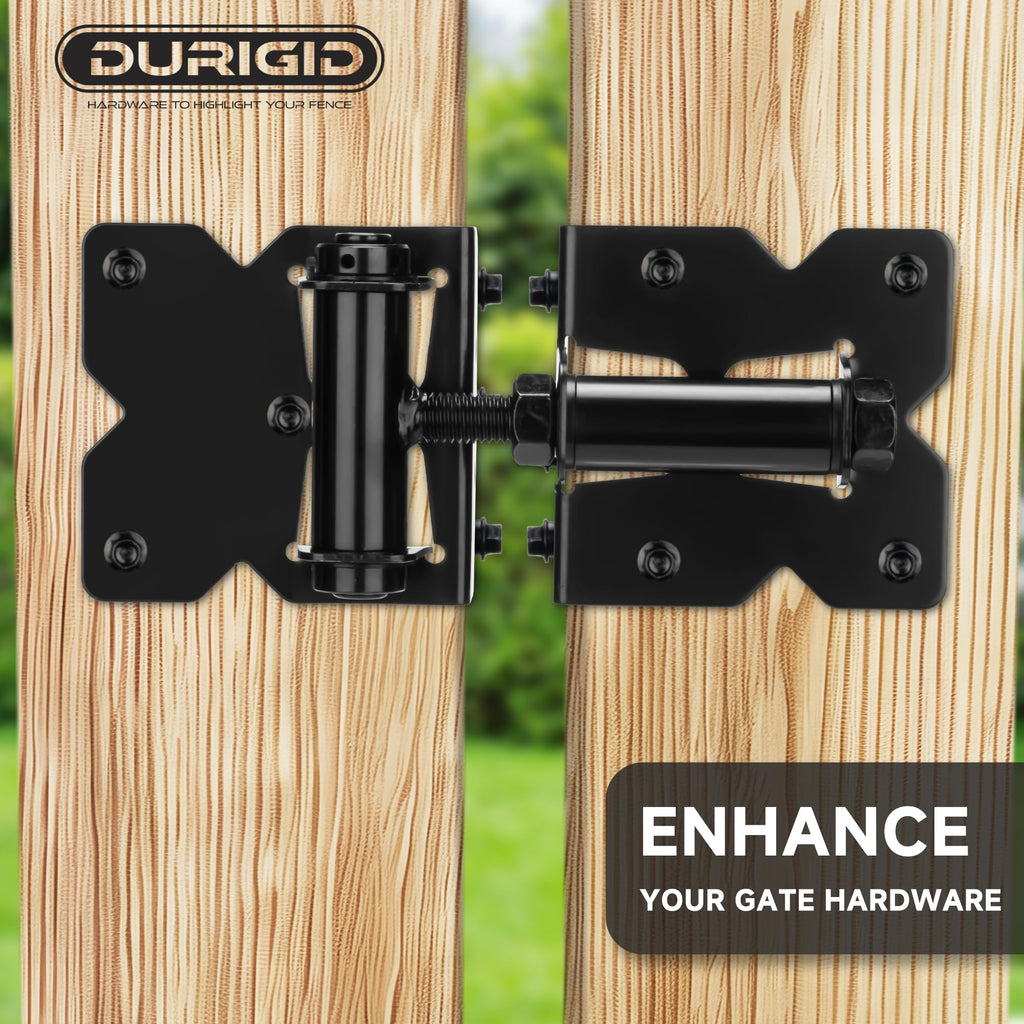Self Closing Gate Hinges, Spring Loaded Gate Hinges, Shed Door Hinges for Vinyl/Wood Fence/Steal Gate, Self-Tapping