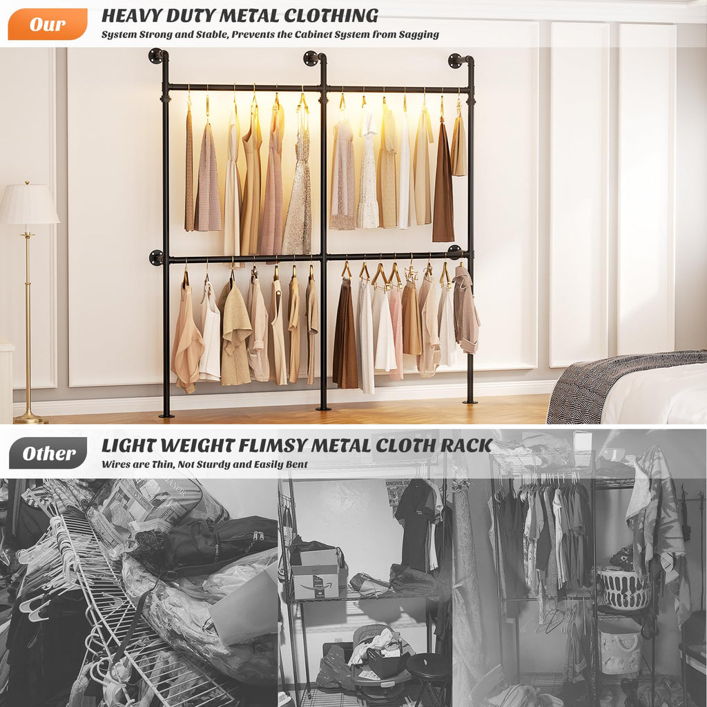 Industrial Pipe Clothing Rack, Reversible 6.75FT Clothes Rack