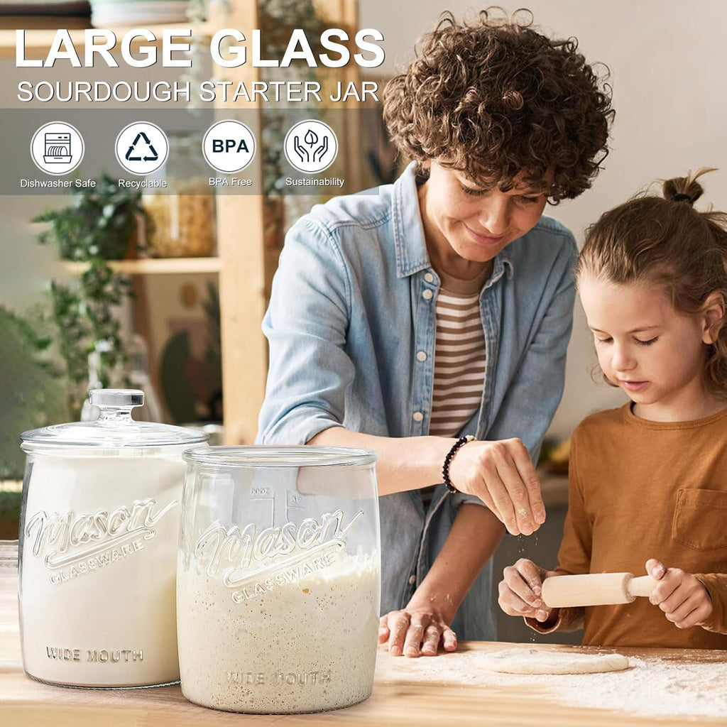 Gallon Glass Cookie Jar, Airtight Lid & Wide Mouth Mason Jar - Set of 128