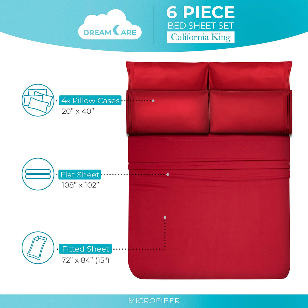 California King Sheet Sets - 6 pcs Breathable Cooling Sheets