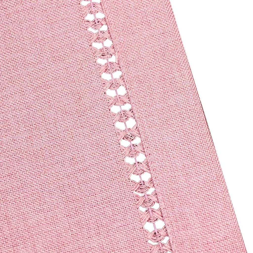 Handcrafted Solid Color Dining Table Placemats, Double-Hemstitched (Pink, 12 x 18 Placemats (Set of 4))