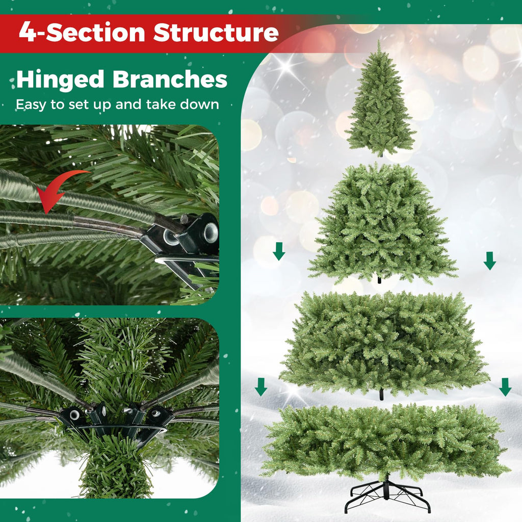 10 FT Artificial Christmas Tree, Hinged Unlit Xmas Tree