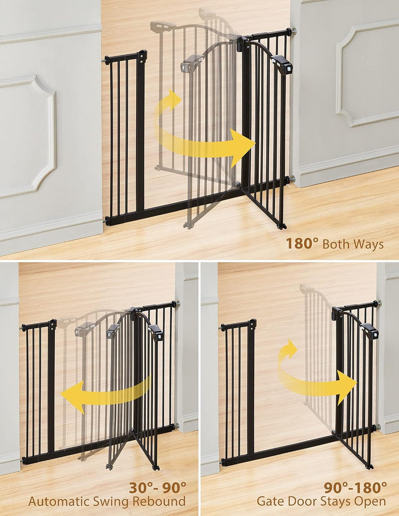 29-39.6" Baby Gate for Stairs & Doorways, 30" Tall Pressure Mount Pet Gates, Auto Close Both Sides Walk