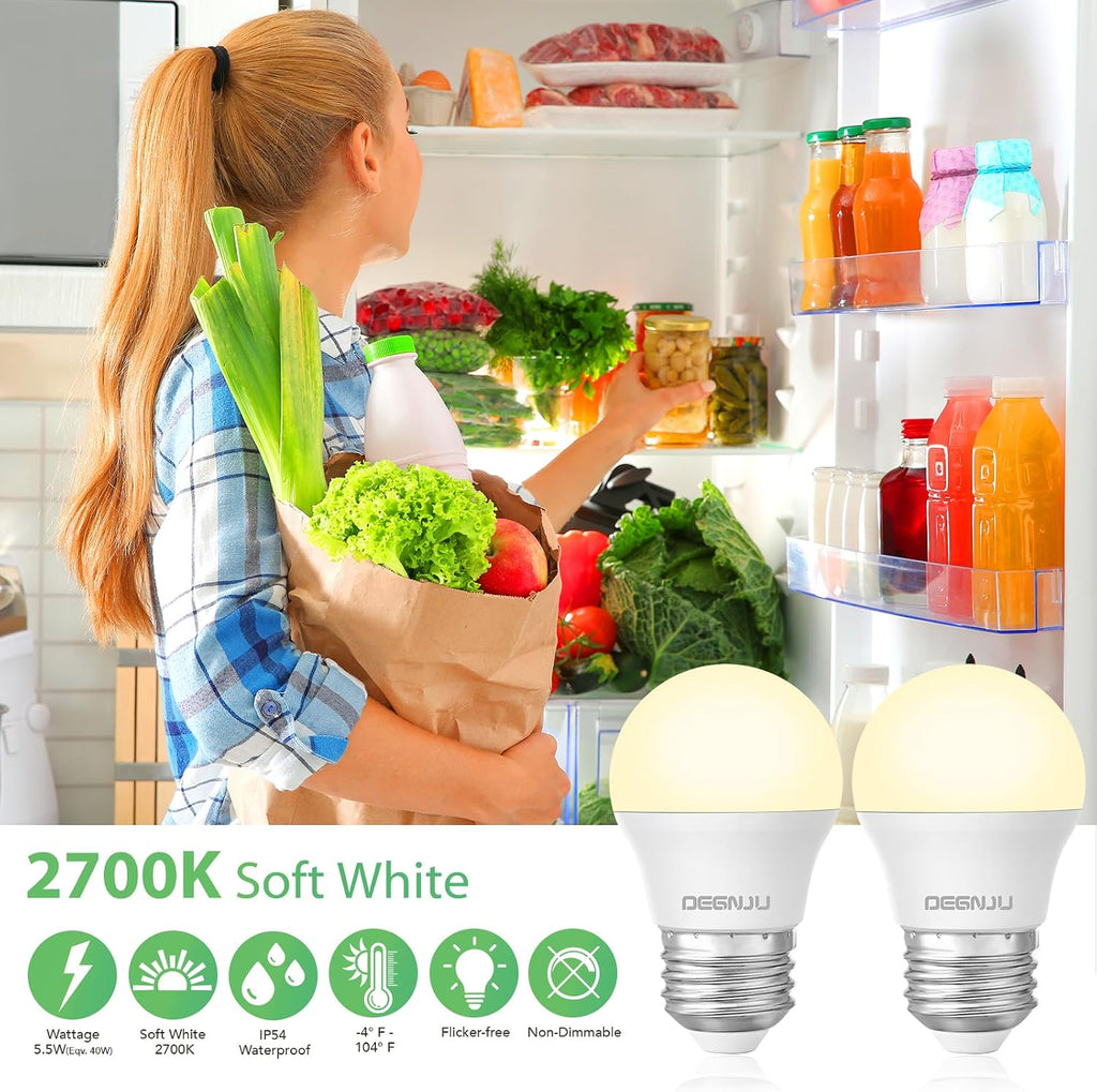 LED Refrigerator Light Bulb, 40W Equivalent, 120V, Fridge Light Bulb 2700K Soft White, A15 Appliance Bulb 5.5W