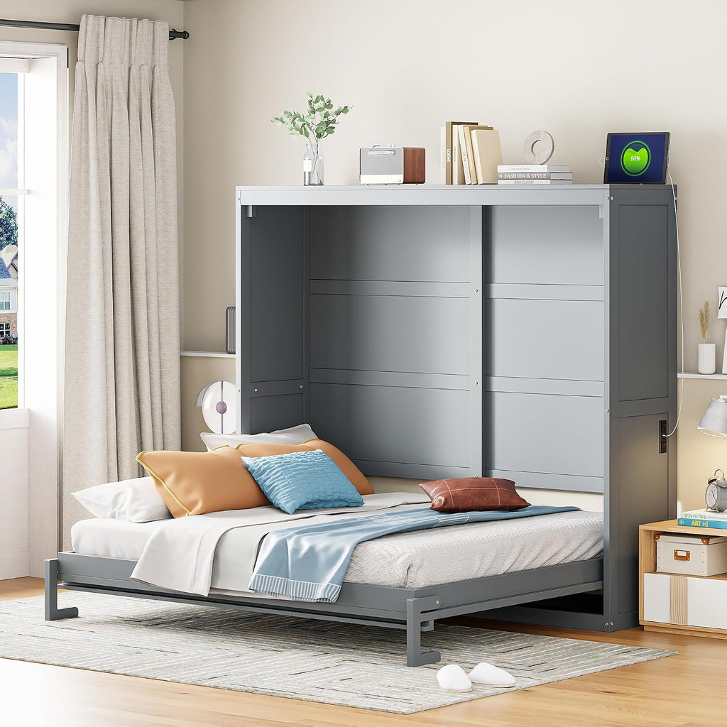 Full Murphy Bed,Space Saving Wall Bed can Be Folded into a Cabinet,Solid Wood Murphy Beds for Guest Room,Home
